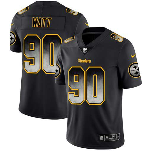 Men Pittsburgh Steelers #90 Watt Nike Teams Black Smoke Fashion Limited NFL Jerseys->pittsburgh steelers->NFL Jersey